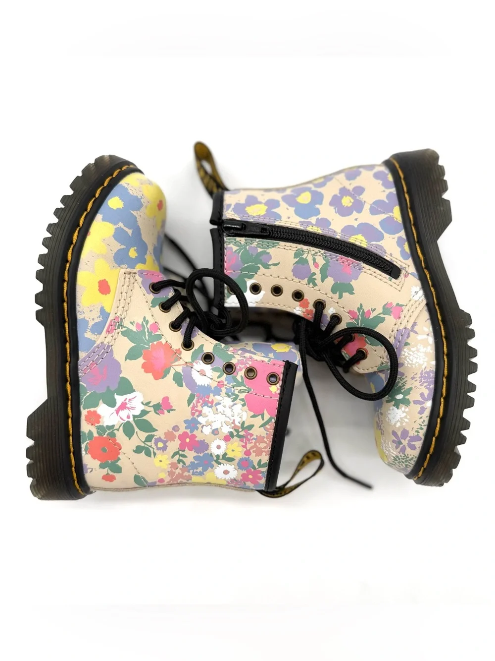 NWOT Dr. Martens Toddler 1460 Floral Mash Up Hydro Leather Lace-Up Boots US 8